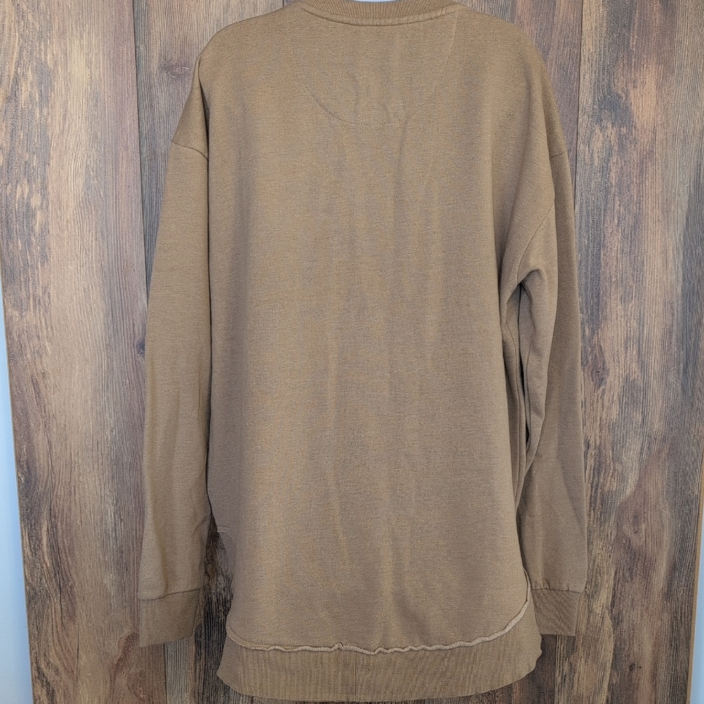 Royce Women's V-Neck Tan Oversized Sweatshirt XL W102 - Picture 4 of 10